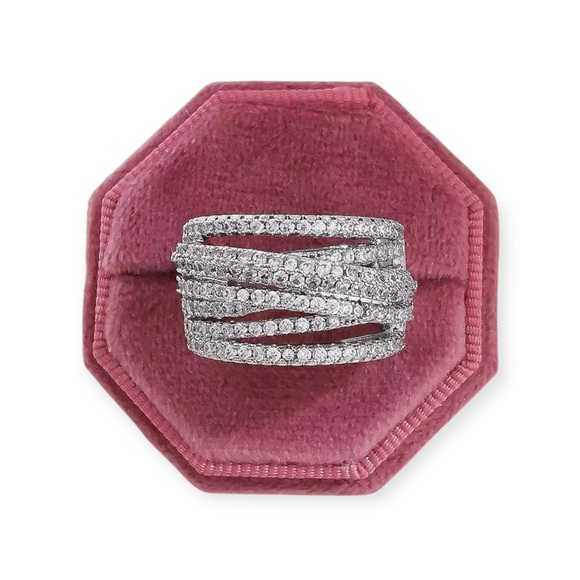 Sterling Silver 925 Cubic Zirconia Multilayer Ring - Picture 1 of 2